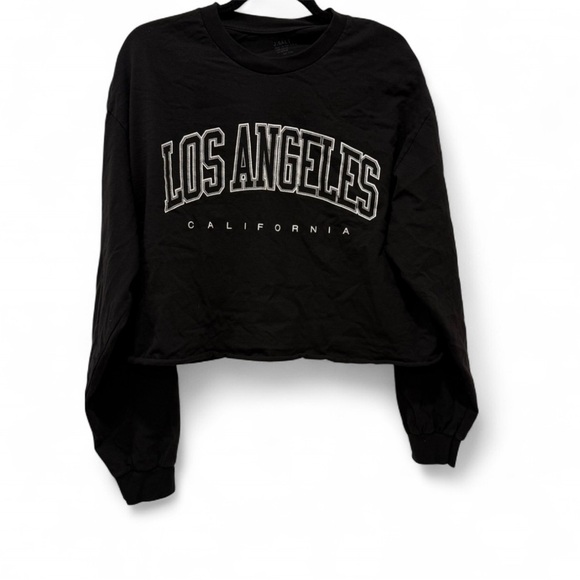 John Galt Long Sleeve Los Angeles Graphic Cropped Tee One Size - Picture 2 of 2